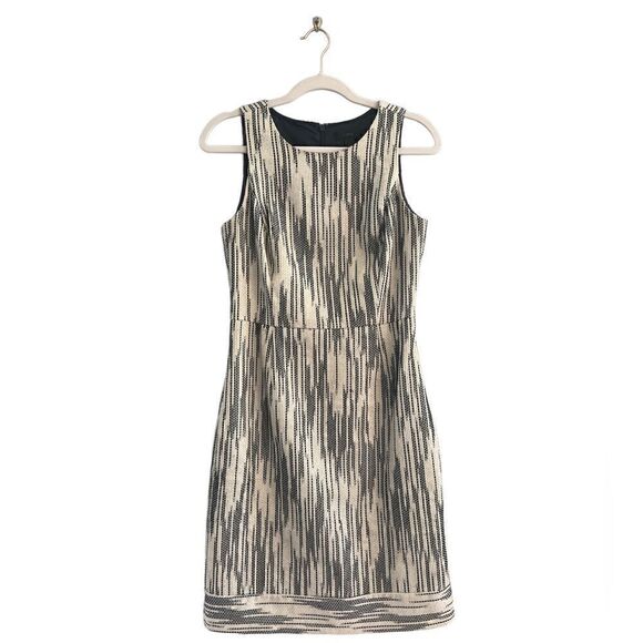 J. Crew beautiful sleeveless textured black & cream midi dress Women’s 4 - Picture 1 of 15